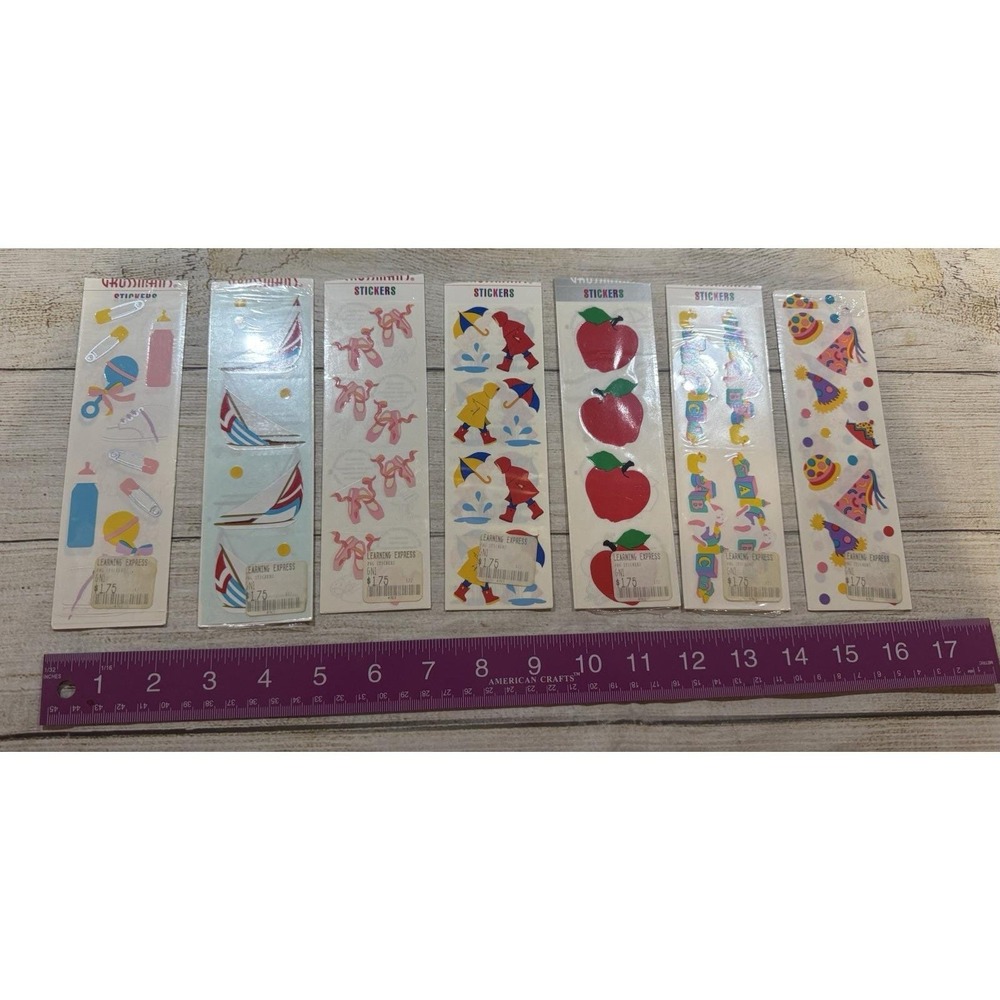 Vintage Mrs. Grossman's Sticker Lot of 7 pkgs Rain Sailboat Baby Apple Party TH2